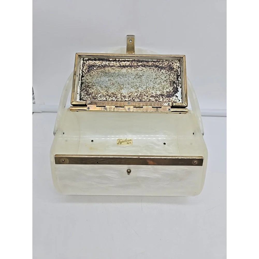 Vtg Tyrolene Lucite Purse Metal Filigree Single‎ Handle 1940's Mid Century Purse